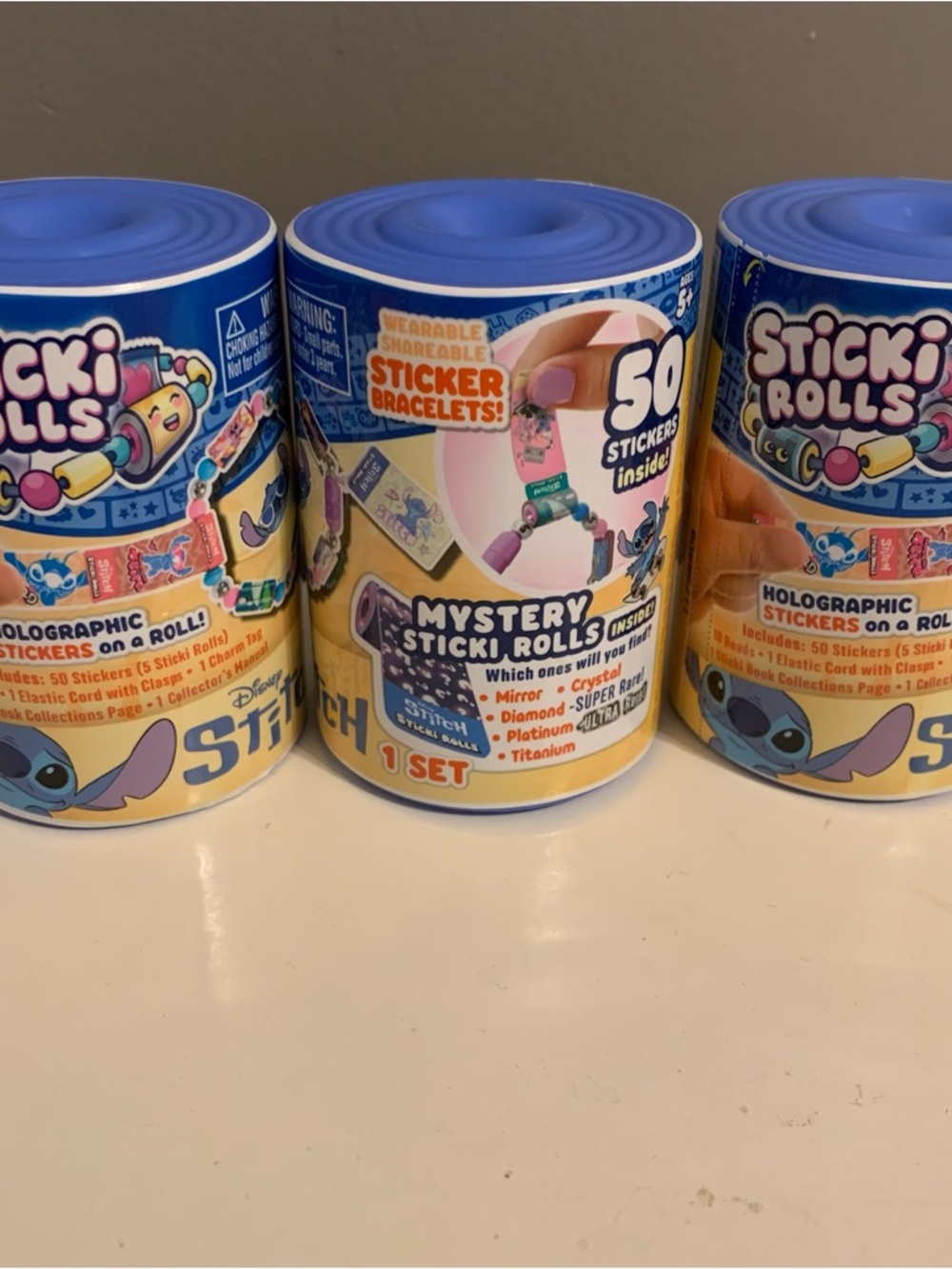 Disney Stitch Sticki Rolls Mystery Capsule Beaded Bracelet Sticker Rolls set 3
